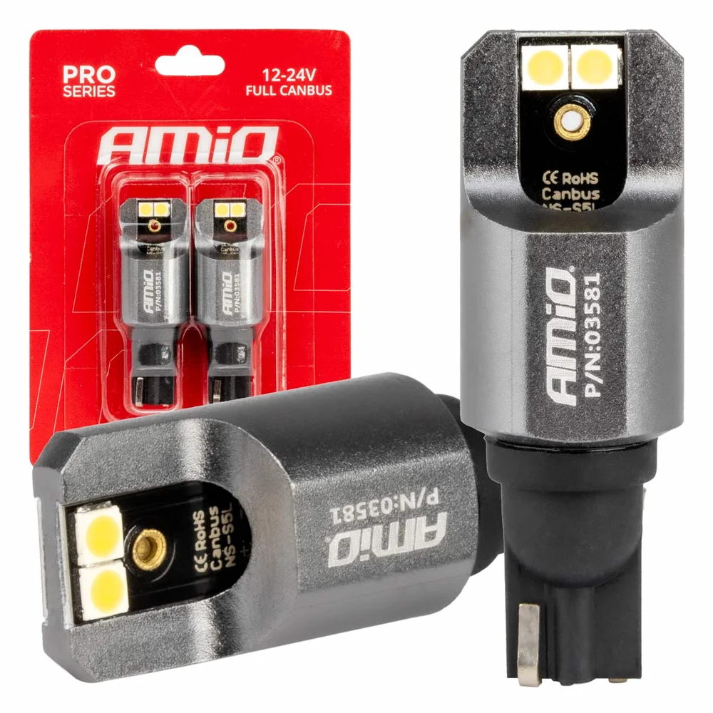 LED žárovky FULL CANBUS PRO T15 W16W 4x3030 SMD Biela 12/24V AMiO-03581