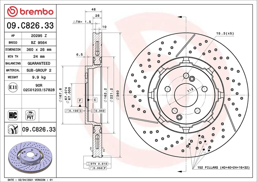 Brzdový kotouč BREMBO 09.C826.33