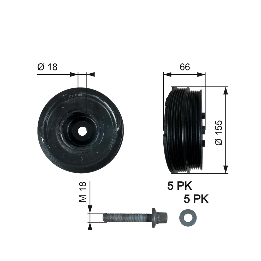 remenice, klikovy hridel GATES TVD1037A – OE 11232247565
