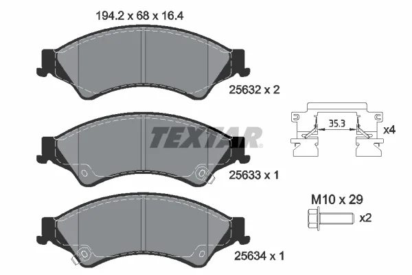 Sada brzdových destiček, kotoučová brzda TEXTAR 2563201