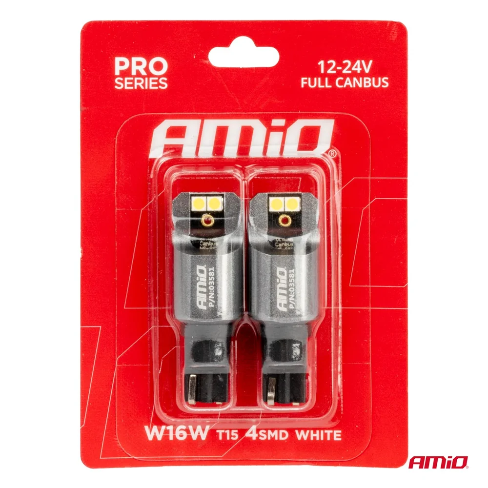 LED žárovky FULL CANBUS PRO T15 W16W 4x3030 SMD Biela 12/24V AMiO-03581 - Obrázek 4
