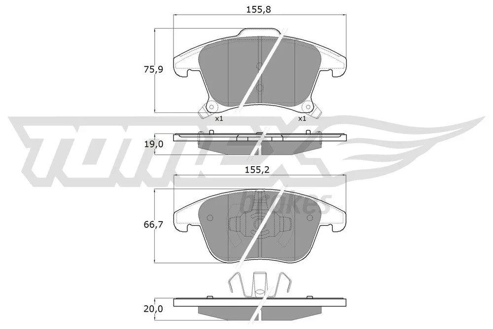 Sada brzdových destiček, kotoučová brzda Tomex Brakes TX17-75