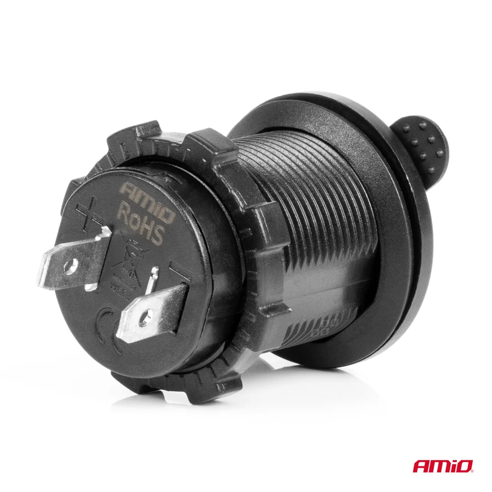 Vodotěsná zásuvka do zapalovače auta s MODRÝM LED podsvícením 12/24V AMiO-04220 - Obrázek 2