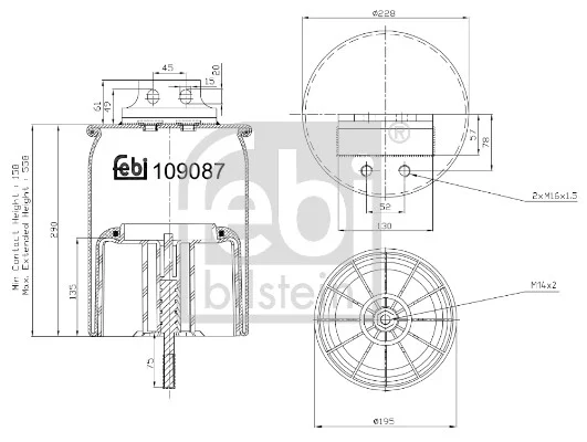 Mech, pneumatické odpružení FEBI BILSTEIN 109087 Mech, pneumatické odpružení FEBI BILSTEIN 109087