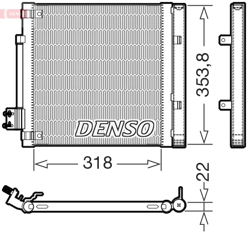 Kondenzátor, klimatizace DENSO DCN99082 – OE 600761300B