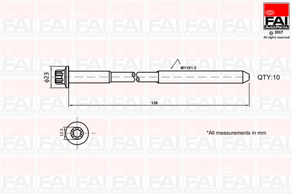 Sada sroubu pro hlavy valcu FAI AutoParts B1139 Sada sroubu pro hlavy valcu FAI AutoParts B1139