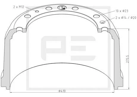 Brzdový buben PE Automotive 466.000-00A – OE 5021202676