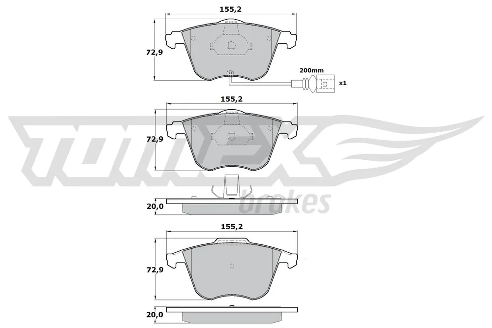 Sada brzdových destiček, kotoučová brzda Tomex Brakes TX17-12
