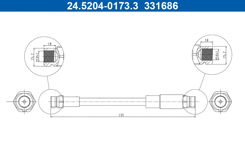 Brzdová hadice ATE 24.5204-0173.3 – OE 2Q0611775