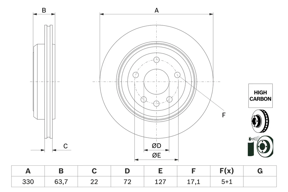 Brzdový kotouč BOSCH 0986479G87 – OE 68240048AA