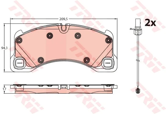 Sada brzdových destiček, kotoučová brzda TRW GDB2243