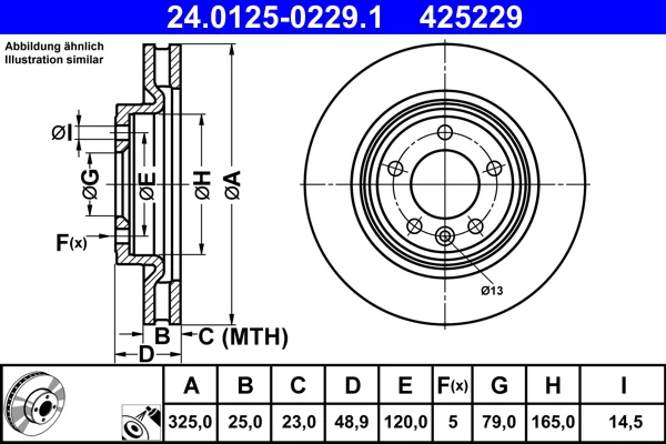 Brzdový kotouč ATE 24.0125-0229.1 – OE LR084067
