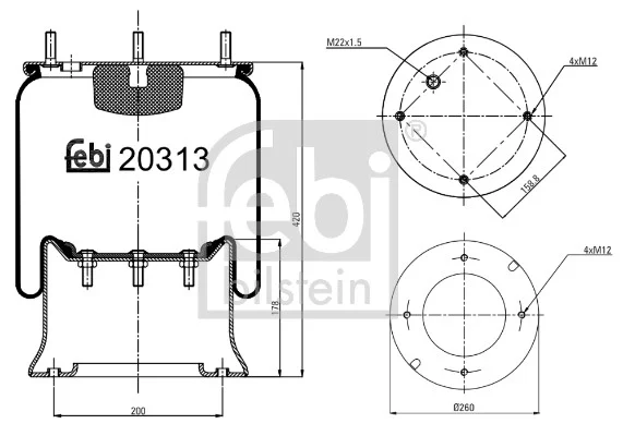Mech, pneumaticke odpruzeni FEBI BILSTEIN 20313 Mech, pneumaticke odpruzeni FEBI BILSTEIN 20313