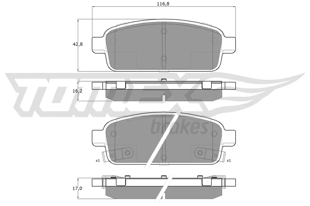 Sada brzdových destiček, kotoučová brzda Tomex Brakes TX16-52