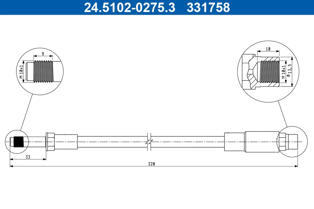 Brzdová hadice ATE 24.5102-0275.3 – OE 34301165190