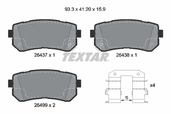 Sada brzdových destiček, kotoučová brzda TEXTAR 2643701