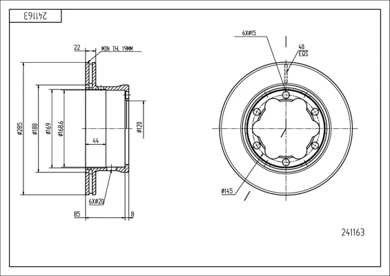 BRZ.KOTOUČ /Z/SPRINTER 2.3 95-06/LAK/KPL HART 241163